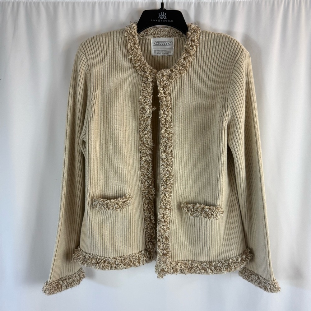 Vintage 90’ Side effects Cream Textured Women's Sweater, cardigan